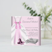 ピンクボールガウンハイヒールシューズキンセアニェラ 招待状 (スタンド正面)