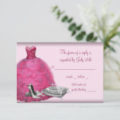 ピンクボールガウンハイヒールシューズキンセアニェラRSVP 出欠カード (スタンド正面)