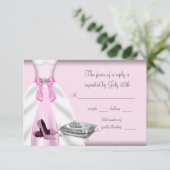 ピンクボールガウンハイヒールシューズキンセアニェラRSVP 出欠カード (スタンド正面)