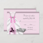 ピンクボールガウンハイヒールシューズキンセアニェラRSVP 出欠カード (正面/裏面)