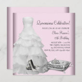 ピンクボールガウン高ヒールシューズピンクキンセアニェラ 招待状 (正面/裏面)