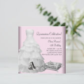 ピンクボールガウン高ヒールシューズピンクキンセアニェラ 招待状 (スタンド正面)