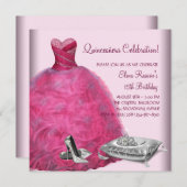 ピンクボールガウン高ヒールシューズピンクキンセアニェラ 招待状 (正面/裏面)