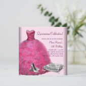 ピンクボールガウン高ヒールシューズピンクキンセアニェラ 招待状 (スタンド正面)