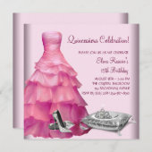 ピンクボールガウン高ヒールシューズピンクキンセアニェラ 招待状 (正面/裏面)