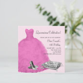 ピンクボールガウン高ヒールシューズピンクキンセアニェラ 招待状 (スタンド正面)