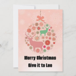 ピンクボー付きエルク雪片シルエットペンダントリング 招待状