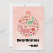 ピンクボー付きエルク雪片シルエットペンダントリング 招待状 (裏面)