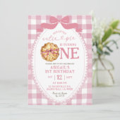 ピンクボー名門私立校風のコケット第1誕生日 招待状 (スタンド正面)