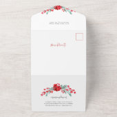 ピンクポかわいらしインセッティア&ホリー2 – 写真 オールインワン招待状 (外側)