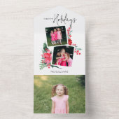 ピンクポかわいらしインセッティア&ホリー2 – 写真 オールインワン招待状 (内側)