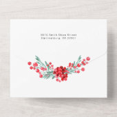 ピンクポかわいらしインセッティア&ホリー2 – 写真 オールインワン招待状 (裏面)