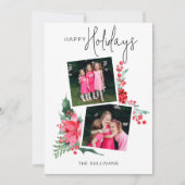 ピンクポかわいらしインセッティア&ホリー2 – 写真 シーズンカード (正面)