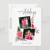 ピンクポかわいらしインセッティア&ホリー2 – 写真 シーズンポストカード (正面/裏面)