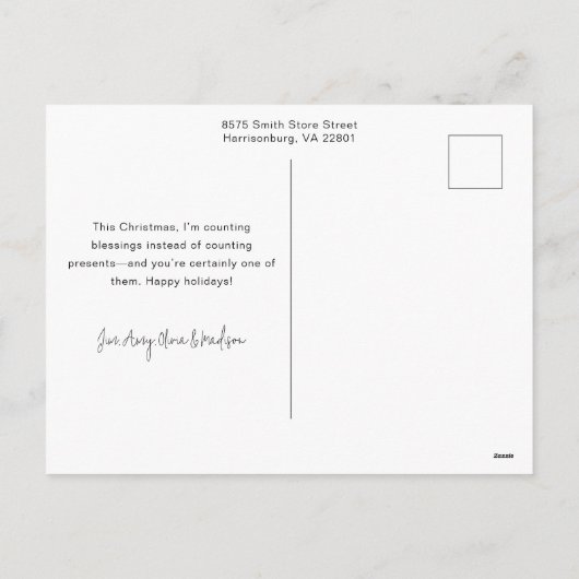 ピンクポかわいらしインセッティア&ホリー2 – 写真 シーズンポストカード (裏面)