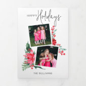 ピンクポかわいらしインセッティア&ホリー2 – 写真 三つ折りカード (カバー)