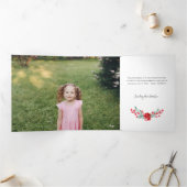 ピンクポかわいらしインセッティア&ホリー2 – 写真 三つ折りカード (内部)