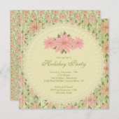 ピンクポイスタイリッシュンセティアホリデーパーティ招待状 招待状 (正面/裏面)