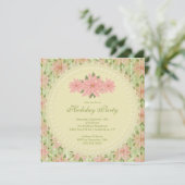 ピンクポイスタイリッシュンセティアホリデーパーティ招待状 招待状 (スタンド正面)