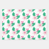 ピンクポインセチアとホリ葉ーズ ラッピングペーパーシート (正面)