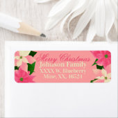 ピンクポインセチアのクリスマスラベル ラベル (インサイチュ)