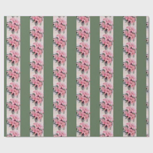 ピンクポインセチアオリジナルウォーターストライプカラー ラッピングペーパー (フラット)