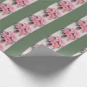 ピンクポインセチアオリジナルウォーターストライプカラー ラッピングペーパー (角)