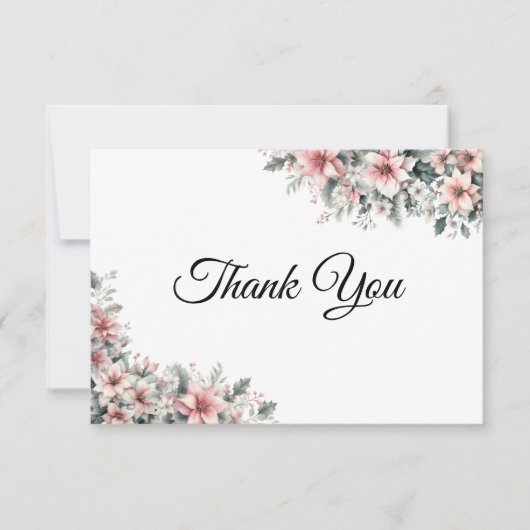 ピンクポインセチアサンキューカード サンキューカード (正面)