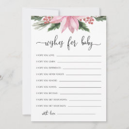 ピンクポインセチアベビーウィズウィンターベビーシャワー 招待状