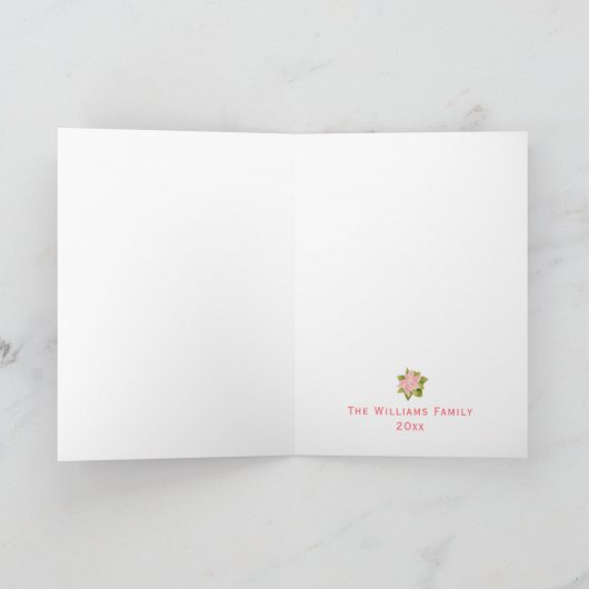 ピンクポインセチアメリークリスマススクリップホリデーカード シーズンカード (内部)