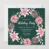 ピンクポインセチアリースホリデーパーティー 招待状 (正面)