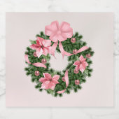 ピンクポインセチアリースボトルラベル スパークリングワインラベル (シングルラベル)