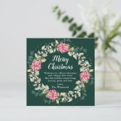 ピンクポインセチアリースメリークリスマス シーズンカード (スタンド正面)