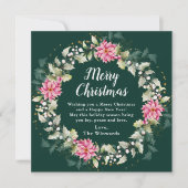 ピンクポインセチアリースメリークリスマス シーズンカード (正面)