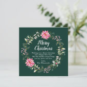 ピンクポインセチアリースメリークリスマス シーズンカード (スタンド正面)