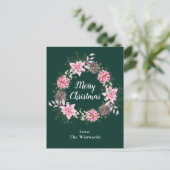 ピンクポインセチアリースメリークリスマス シーズンポストカード (スタンド正面)
