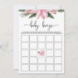 ピンクポインセチア冬の赤ちゃんシャワービンゴゲーム 招待状