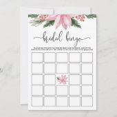 ピンクポインセチア冬ブライダルシャワービンゴゲーム 招待状 (正面)