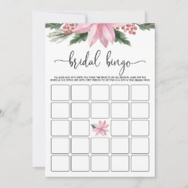 ピンクポインセチア冬ブライダルシャワービンゴゲーム 招待状