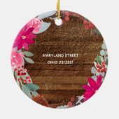 ピンクポインセチア私たちの新しいホームジンジャーブレッドオーナメント セラミックオーナメント (裏面)