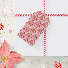 ピンクポインセチア・クリスマス ギフトタグ