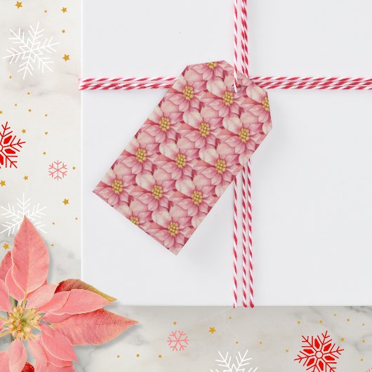 ピンクポインセチア・クリスマス ギフトタグ