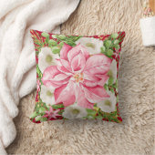 ピンクポインセチア・クリスマス クッション (ブランケット)