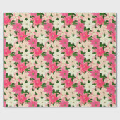 ピンクポインセチア・クリスマス ラッピングペーパー (フラット)