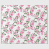 ピンクポインセチア・クリスマス ラッピングペーパー (フラット)
