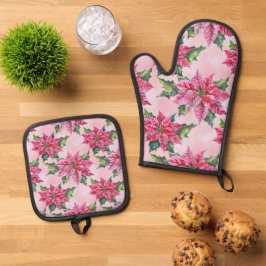 ピンクポインセチア 鍋つかみ&鍋敷きセット