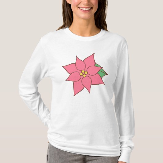 ピンクポインセチアTシャツ Tシャツ (正面)