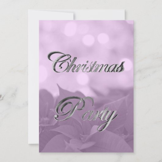 ピンクポインセティアクリスマスパーティの招待状 エレガント 招待状 (正面)