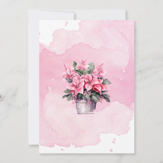 ピンクポインセティアクリスマスパーティの招待状 招待状 (裏面)