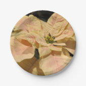 ピンクポインセティアクリスマスパーティー紙プレート ペーパープレート (正面)